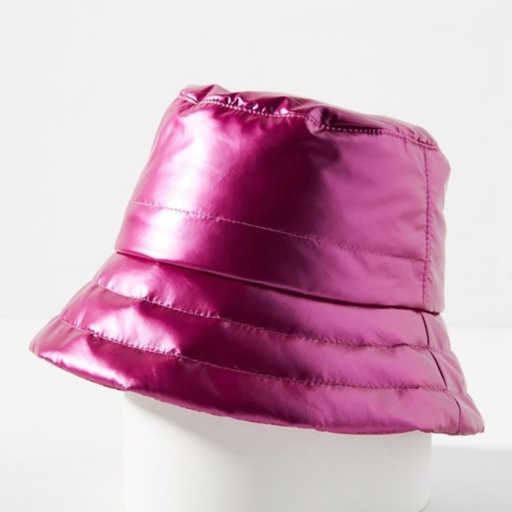 Anthropologie Pink Puffer Bucket Hat